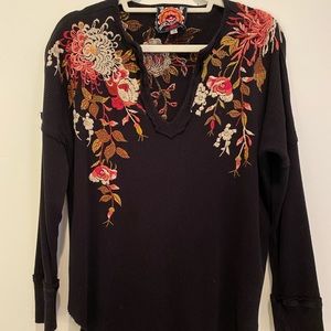 Johnny Was Thermal Embroidered Top
